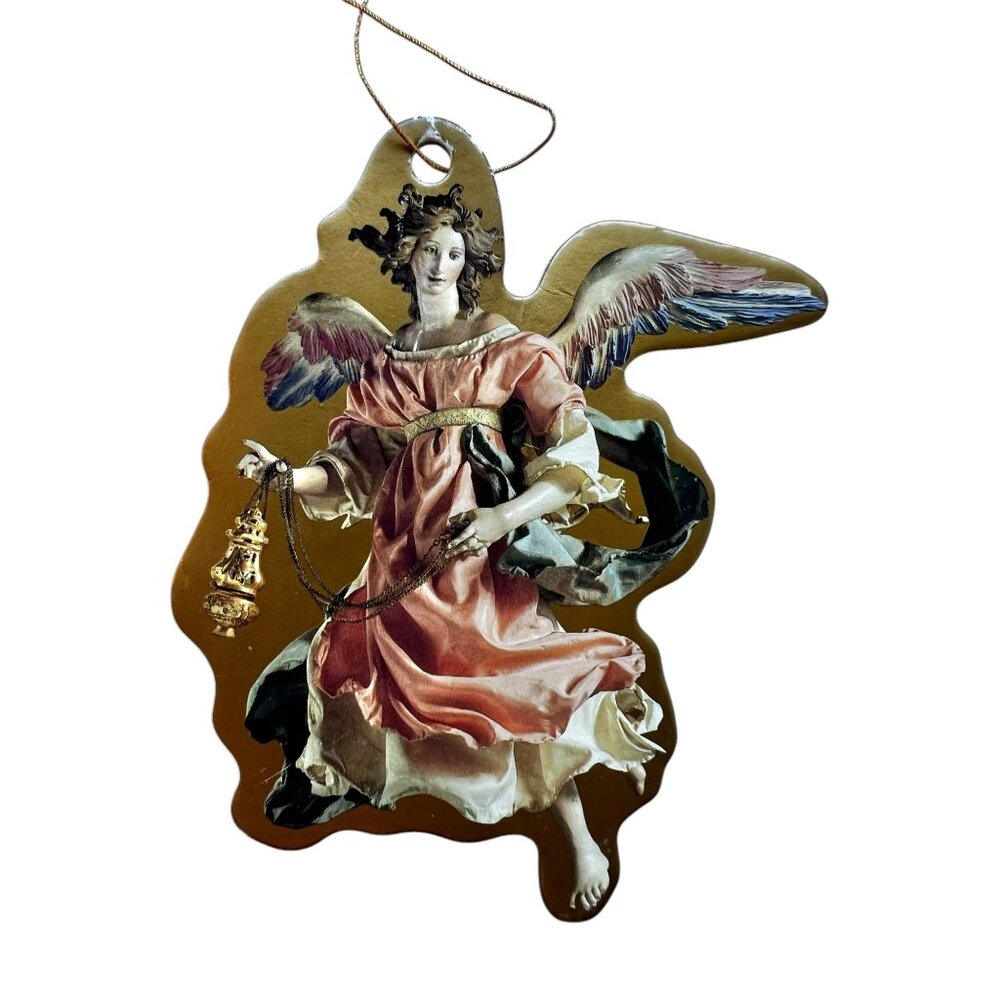 Baroque Angel Ornament Set Of 4 - Gold & Multicolor Design 5" Tall Hanging Decor - Picture 3 of 5